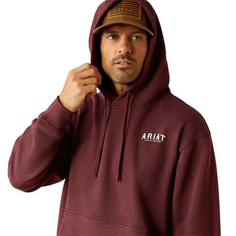 Ariat Men's Berry Bark Heather Western Vertical Flag Hoodie - 10052462 - S