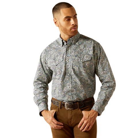 Ariat Men's Rocky Classic Fit Khaki Long Sleeve Shirt - 10052620 - XS