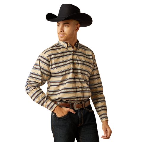 Ariat Men's Team Korbyn Classic Fit Tan Long Sleeve Shirt - 10052625 - XS