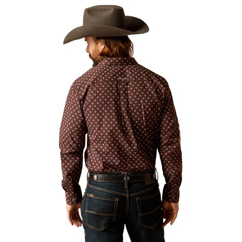 Ariat Men's Team Koen Fitted Brown Long Sleeve Shirt - 10052628 - XS