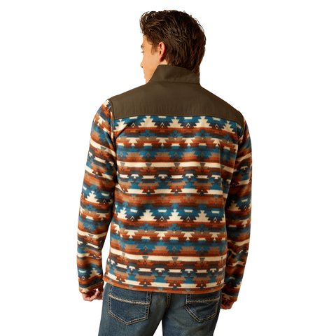 Ariat Men's Basis 2.0 1/4 Zip Turquoise Serape Sweatshirt - 10052731 - S