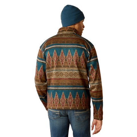 Ariat Men's Caldwell Full Zip Oxford Tan Southwest Print Sweater - 10052818 - S