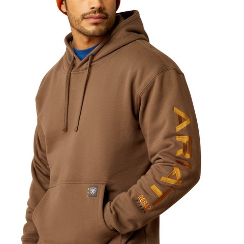 Ariat Men's Rebar Chocolate Chip Golden Brown Graphic Hoodie - 10052867 - XS