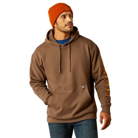 Ariat Men's Rebar Chocolate Chip Golden Brown Graphic Hoodie - 10052867 - XS