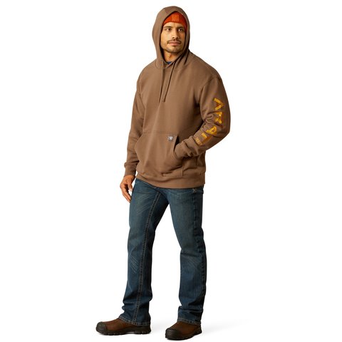 Ariat Men's Rebar Chocolate Chip Golden Brown Graphic Hoodie - 10052867 - XS