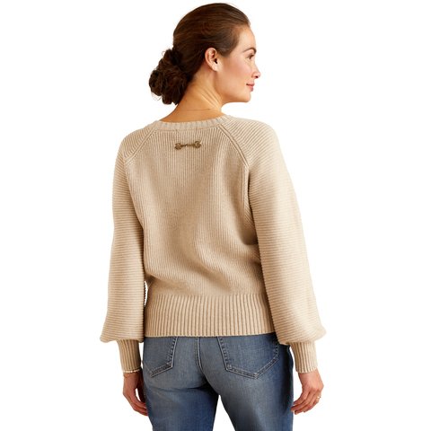 Ariat Women's Oatmeal Heather Malvern Long Sleeve Blouse Sweater - 10052896 - XS