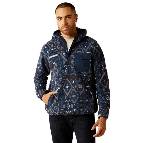 Ariat Men's Navy Southwest Polar Bear Fleece Hoodie - 10052996 - S