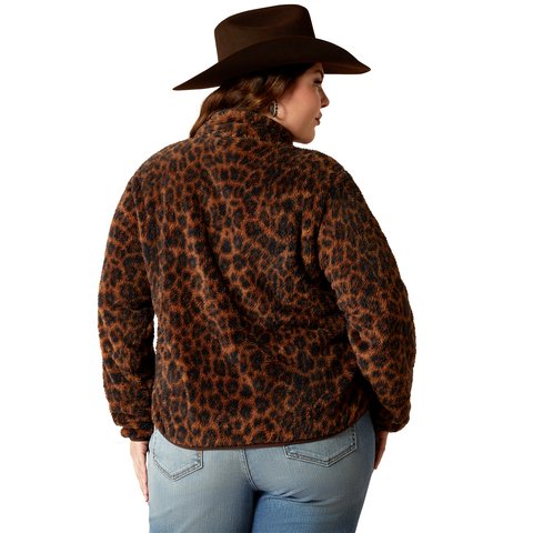 Ariat Women's Lila Leopard Berber Snap Front Sweatshirt - 10053009 - XS