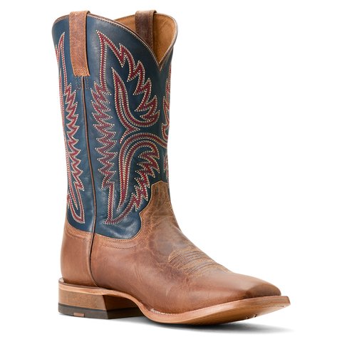 Ariat Men's 12" Bone & Honorable Blue Square Toe Western Boots - 10053581 - 7D