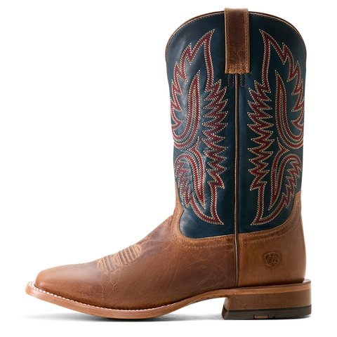 Ariat Men's 12" Bone & Honorable Blue Square Toe Western Boots - 10053581 - 7D