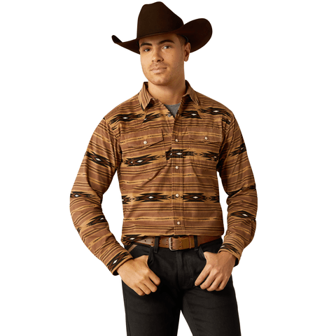 Ariat Men's Hobart Retro Fit Pine Bark Long Sleeve Shirt - 10053874 - XS