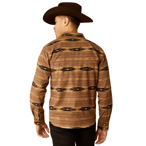 Ariat Men's Hobart Retro Fit Pine Bark Long Sleeve Shirt - 10053874 - XS