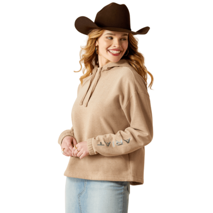 Ariat Women's Dark Oatmeal Essential Logo Hoodie - 10053882 - XS