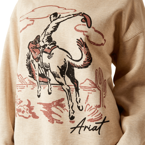 Ariat Women's Oatmeal Heather Roughstock Oversized Crew Sweatshirt - 10053885 - XS