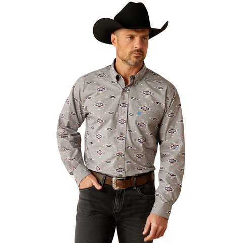 Ariat Men's Jarrod Classic Fit Grey Long Sleeve Shirt - 10053896 - XS