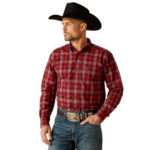 Ariat Men's Pro Series Jude Classic Fit Red Long Sleeve Shirt - 10053903 - XS