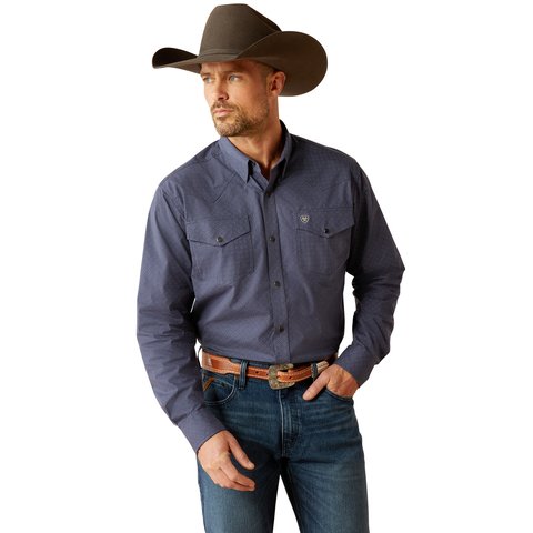 Ariat Men's Relentless Pursuit Classic Fit Navy Long Sleeve Shirt - 10053938 - S