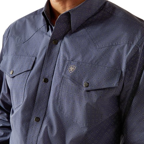 Ariat Men's Relentless Pursuit Classic Fit Navy Long Sleeve Shirt - 10053938 - S