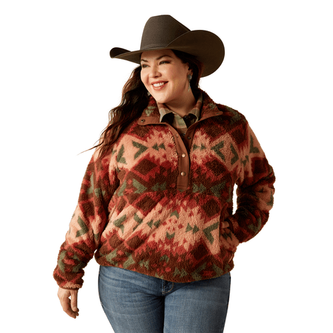 Ariat Women's Plainsview Print Berber Snap Front Sweatshirt - 10053942 - XS