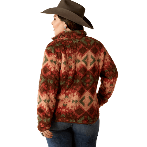 Ariat Women's Plainsview Print Berber Snap Front Sweatshirt - 10053942 - XS