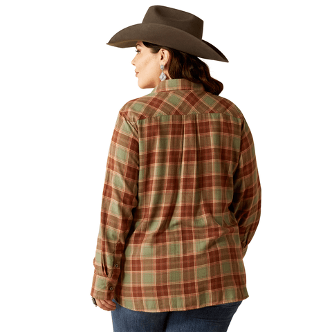 Ariat Women's Billie Jean Oakwood Plaid Long Sleeve Shirt - 10053946 - XXL