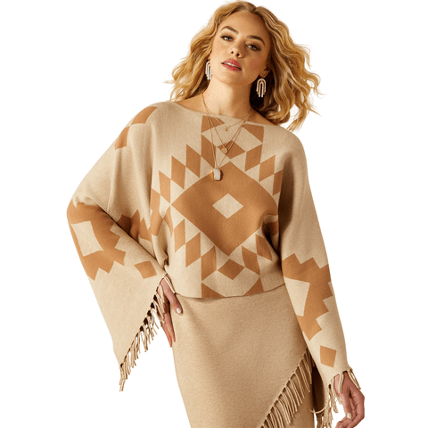 Ariat Women's Oatmeal Sunset Chic Sweater Poncho - 10053968 - XS