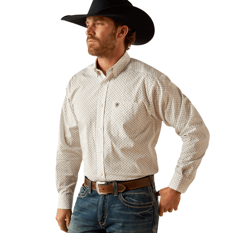 Ariat Men's Wrinkle Free Izzy Classic Fit White Long Sleeve Shirt - 10054046 - XS