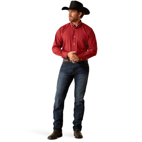 Ariat Men's Wrinkle Free Ian Classic Fit Red Long Sleeve Shirt - 10054050 - XS