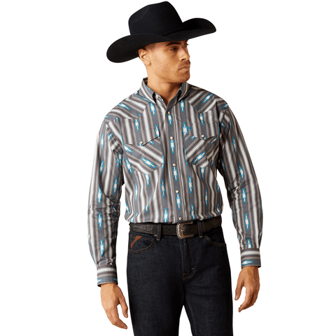 Ariat Men's Callahan Classic Fit Grey Long Sleeve Shirt - 10054077 - XS