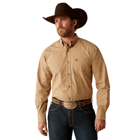 Ariat Men's Pro Series Cedar Classic Fit Gold Long Sleeve Shirt - 10054090 - XS