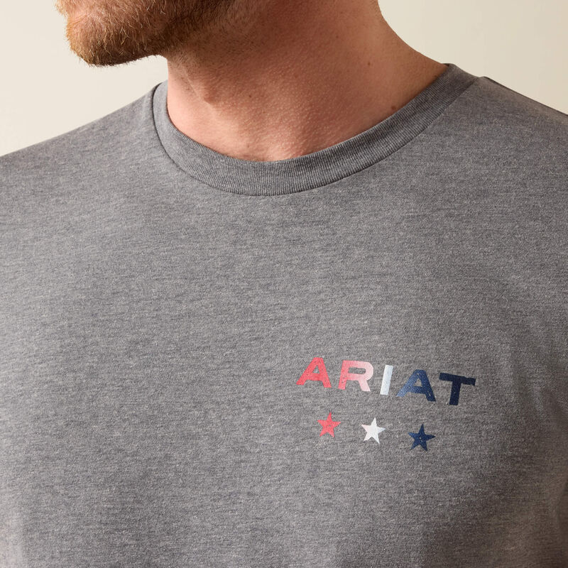 Ariat Men's USA Pat Badge T-shirt - Athletic Heather - 10080246-S