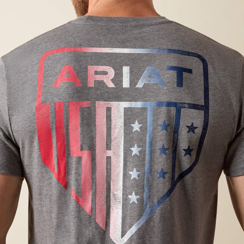 Ariat Men's USA Pat Badge T-shirt - Athletic Heather - 10080246-S