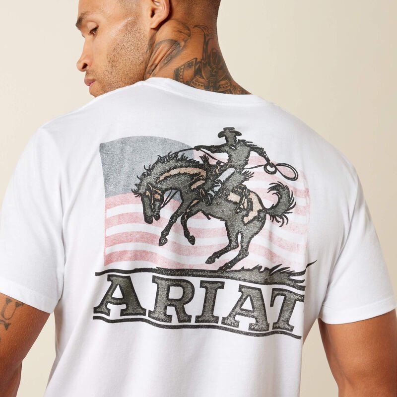 Ariat Men's Ariat Freedom Flow T-Shirt - White - 10080253-S