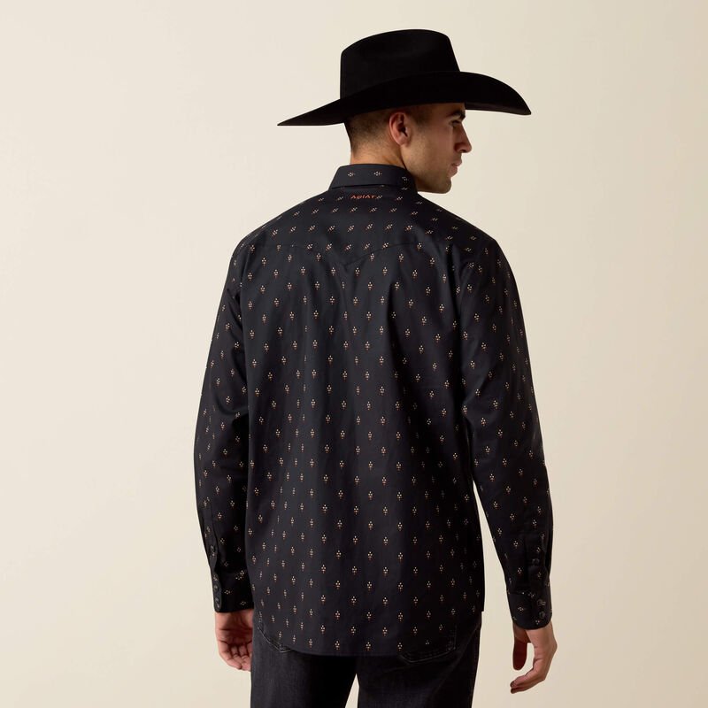Ariat Men's Piety Classic Fit Snap Shirt - Black Geo Print - 10080667-S