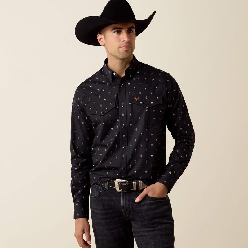 Ariat Men's Piety Classic Fit Snap Shirt - Black Geo Print - 10080667-S