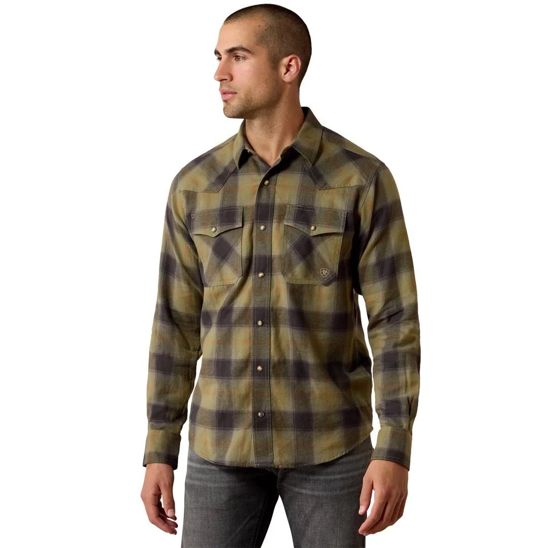 Ariat Men's Retro Hahn Fitted Snap Shirt - Four Leaf Clover Plaid - 10080705-S