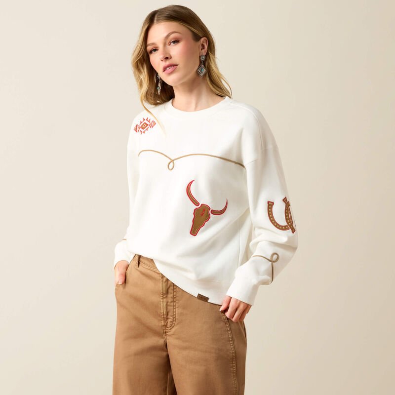 Ariat Women's Kansas Sweatshirt - Coconut Milk - 10080724-S