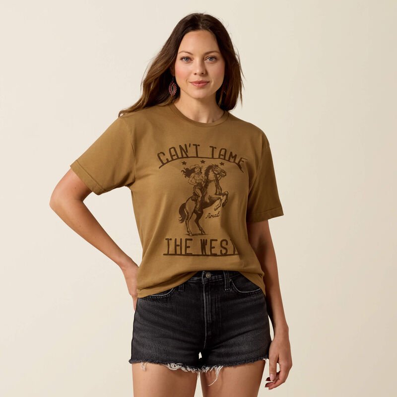Ariat Women's Tame the West T-Shirt - Coyote Brown - 10083088-XS