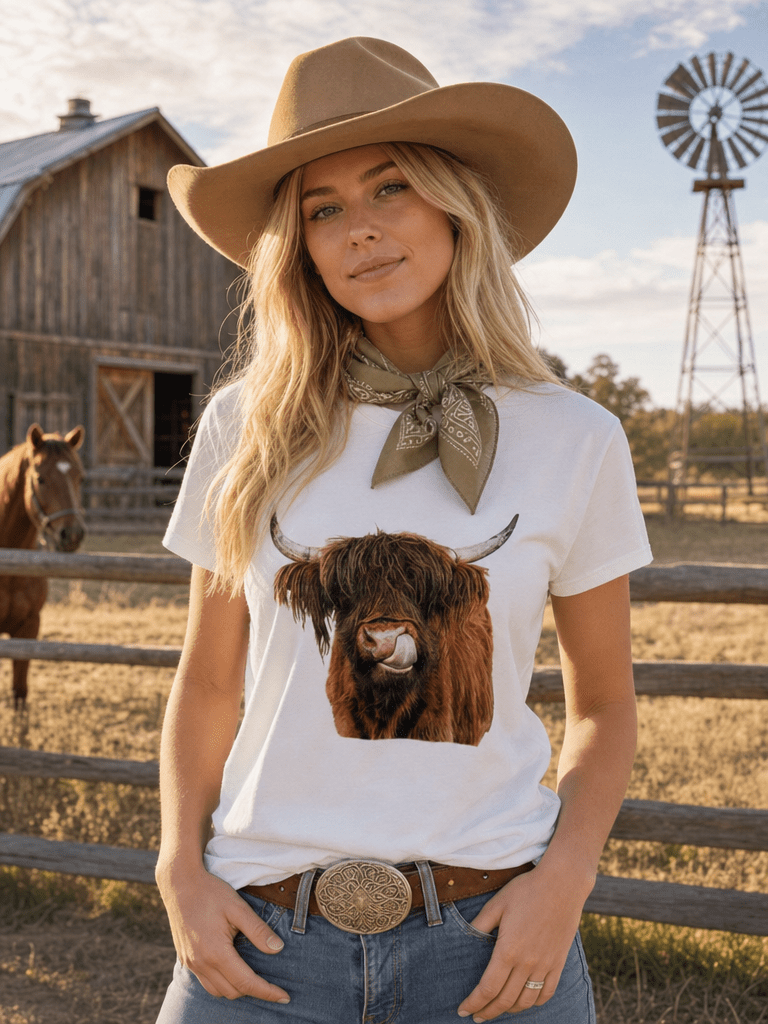 Avery Apparel Bison Graphic T-Shirt - Ivory/Mocha - AV1205-954-S