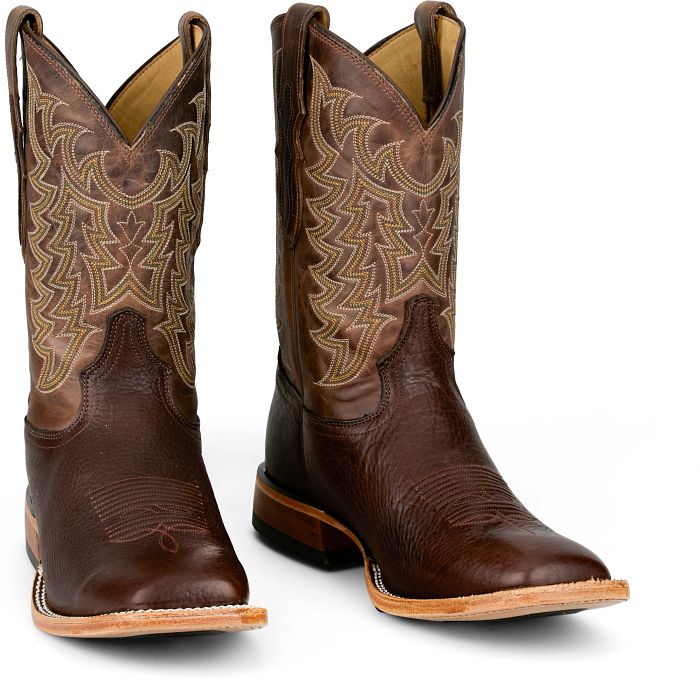 Tony Lama Men's Alfredo 11" Western Dark Brown American Bison Wide Square Toe Boot - HE6401