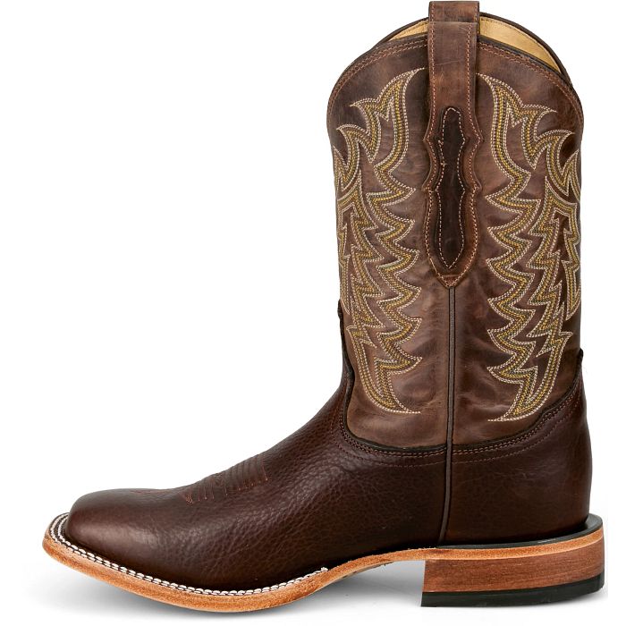 Tony Lama Men's Alfredo 11" Western Dark Brown American Bison Wide Square Toe Boot - HE6401