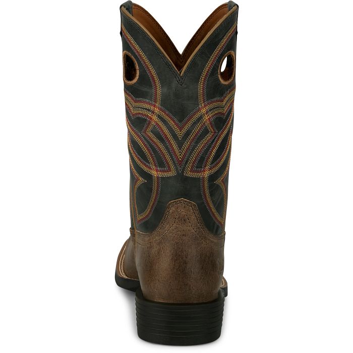 Justin Men's Lubbock 11" Distressed Brown Water Buffalo Western Pull - On Work Boots - SE7526
