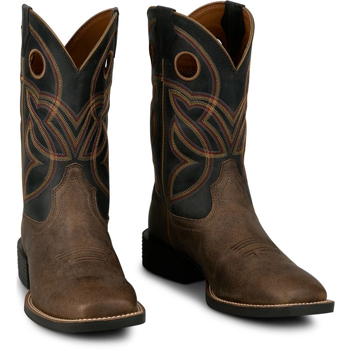 Justin Men's Lubbock 11" Distressed Brown Water Buffalo Western Pull - On Work Boots - SE7526