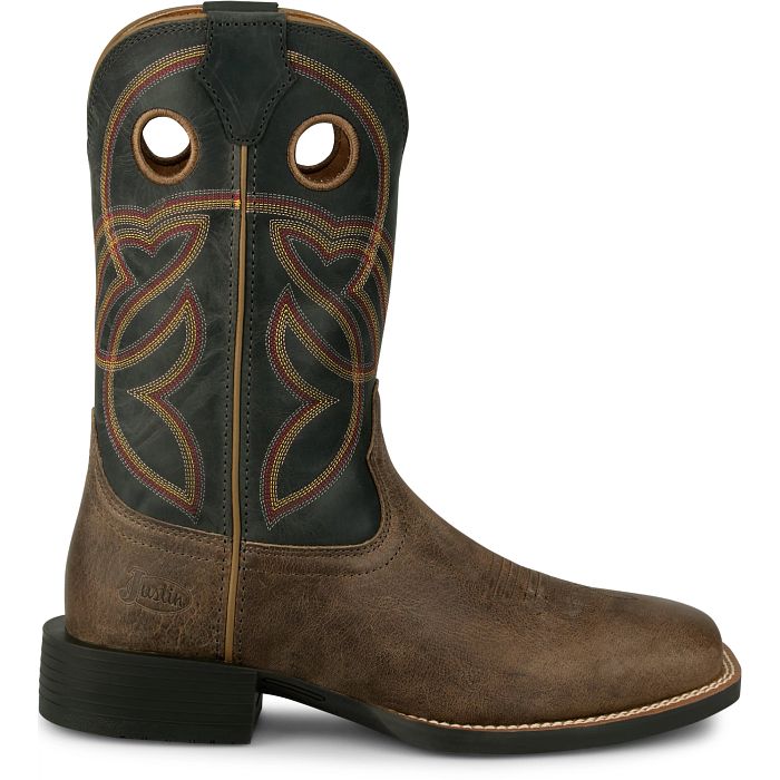 Justin Men's Lubbock 11" Distressed Brown Water Buffalo Western Pull - On Work Boots - SE7526