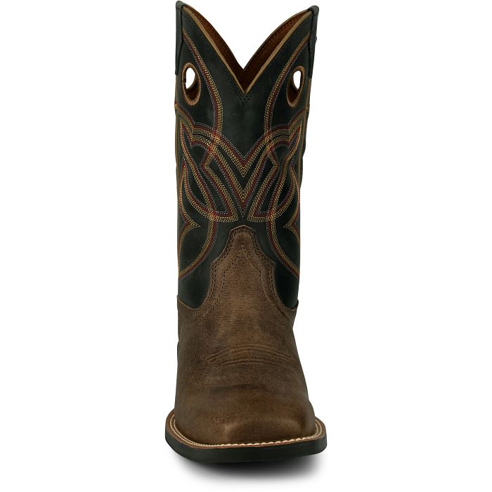 Justin Men's Lubbock 11" Distressed Brown Water Buffalo Western Pull - On Work Boots - SE7526
