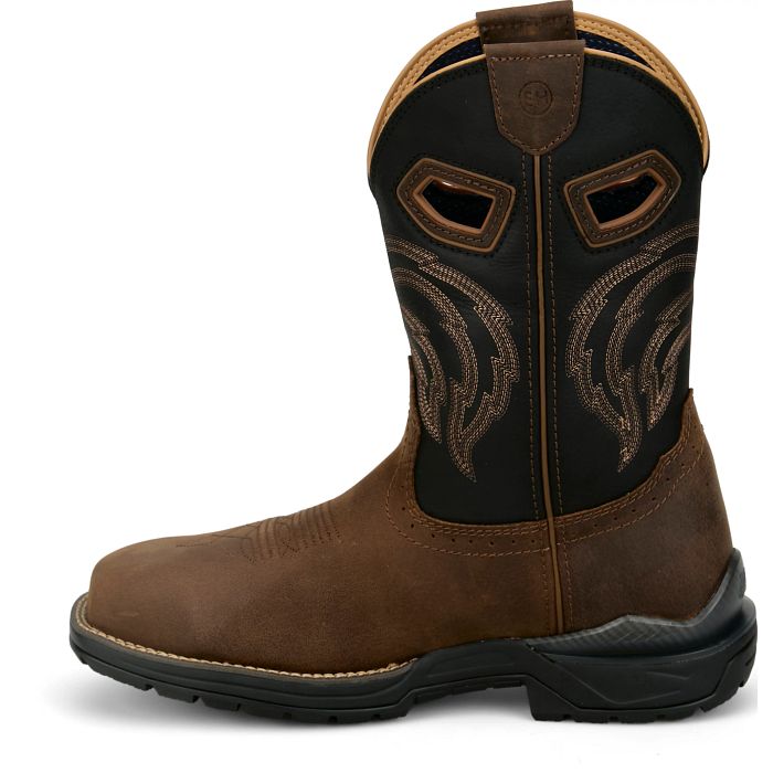 Justin Men's Slickline 11" Brown Water Buffalo Square Soft Toe Work Boots - WR4142