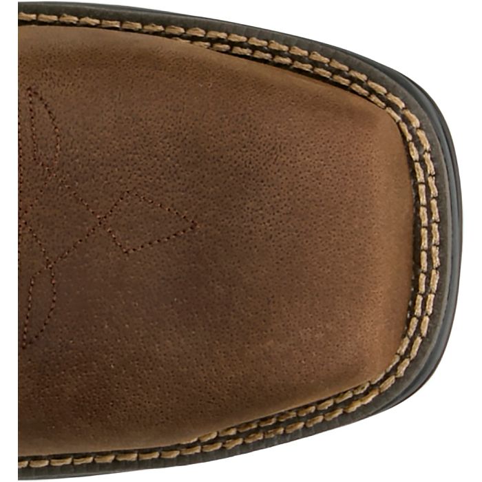 Justin Men's Slickline 11" Brown Water Buffalo Square Soft Toe Work Boots - WR4142