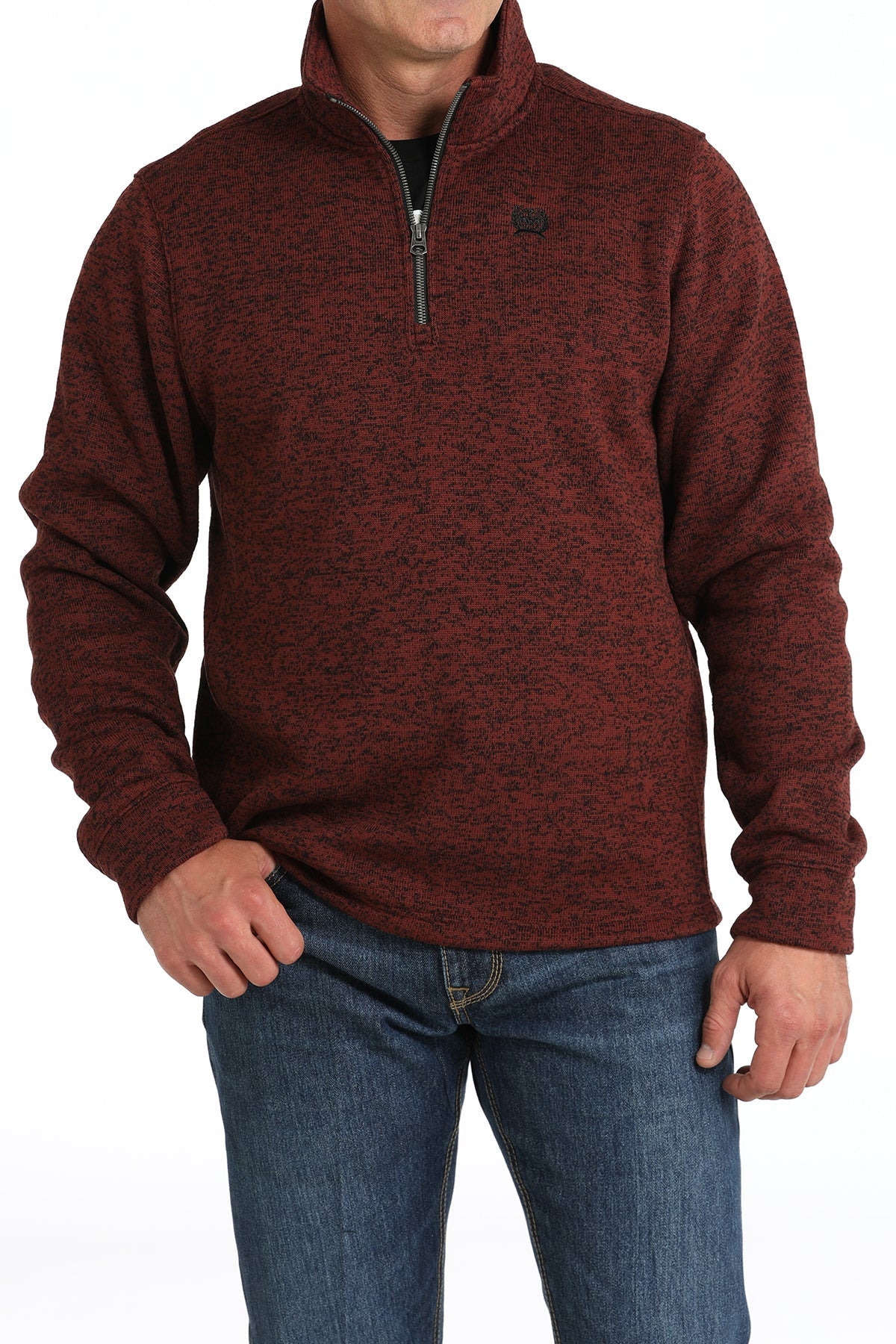 Cinch Men's Burgundy 1/4 Zip Sweater - MWK1080015 - BUR - M