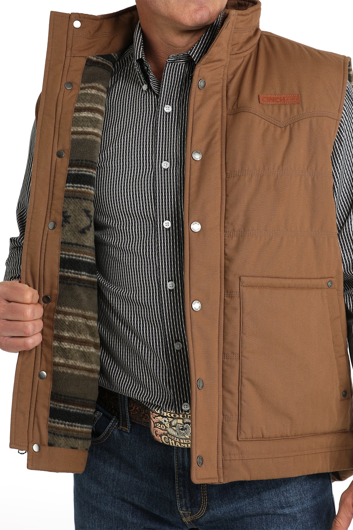 [NEW] Cinch Men's Quilted Vest with Western Yokes - Brown - MWV1902002 - BRN - M