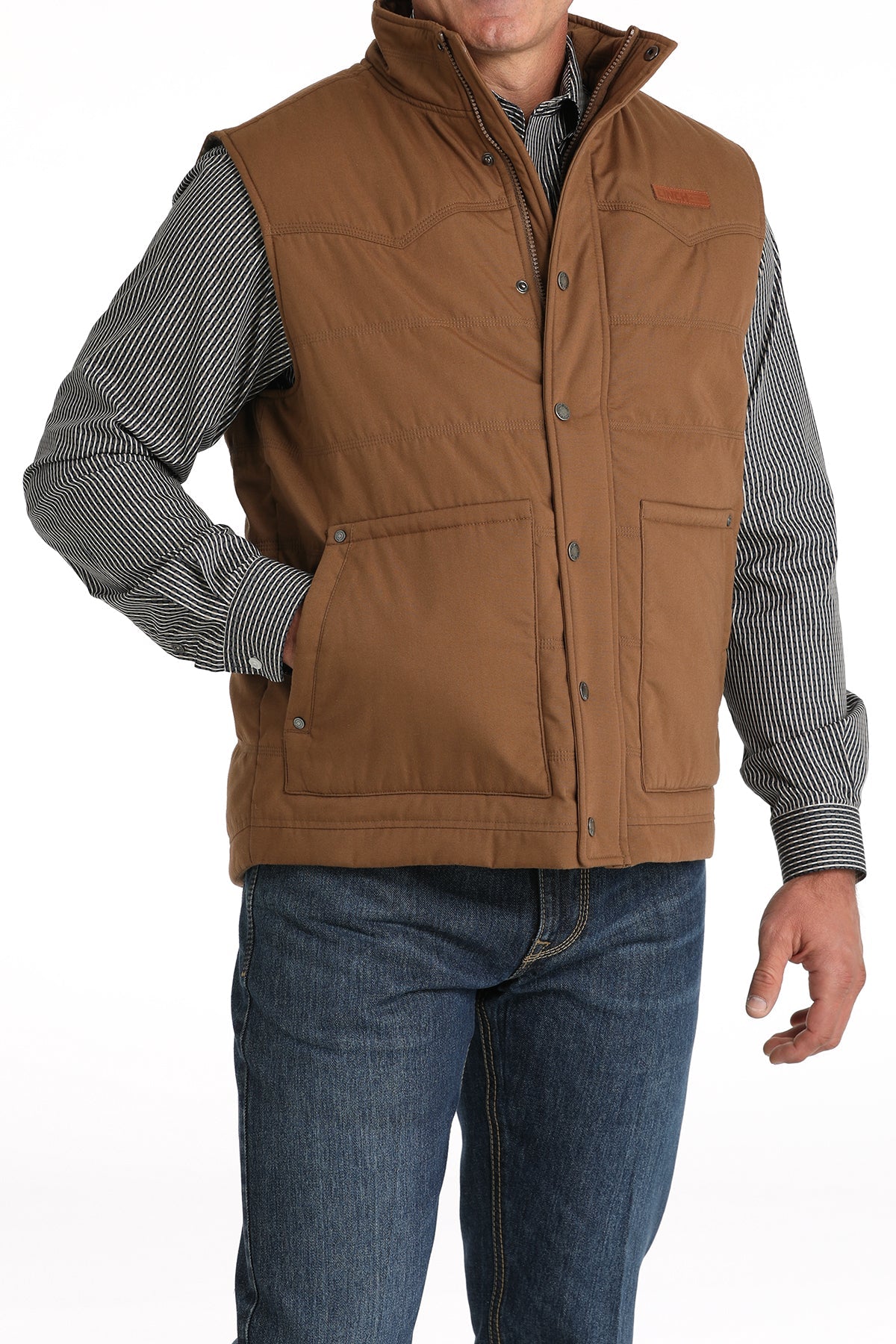 [NEW] Cinch Men's Quilted Vest with Western Yokes - Brown - MWV1902002 - BRN - M